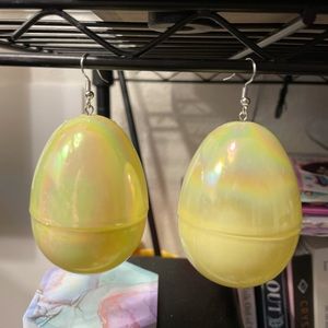 Yellow Iridescent Egg Earrings